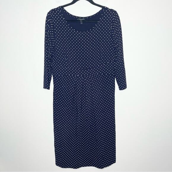 ISABELLA OLIVER Navy White Polka Dot Ivybridge Pleated Maternity Dress Sz 5 (12) - Picture 2 of 5